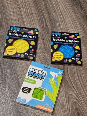 Pop It Collection Fidget Toy - Yellow, Blue, Neon Green 3 pcs